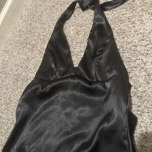 Elegant Black Halter Mini Dress